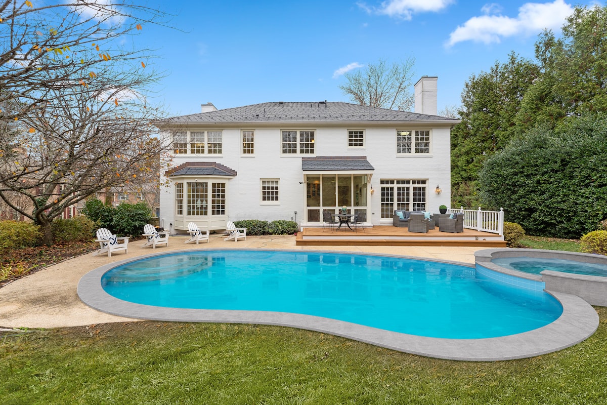 A large resort-style pool at a Sunshine Coast home